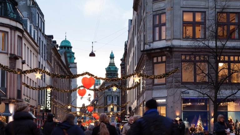 Strøget zur Weihnachtszeit im Kopenhagen.